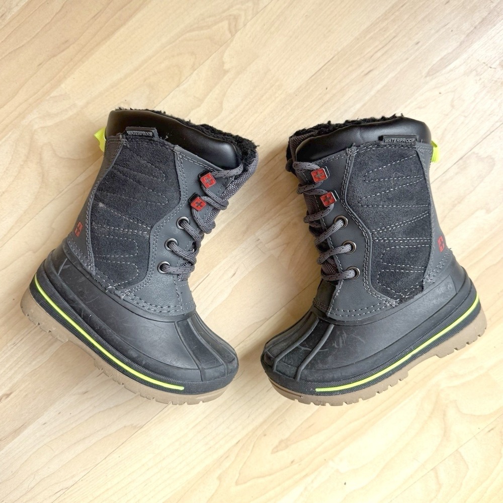Swiss Tech Boots Thinsulate Waterproof Leather Black Kids Sz 7 Play Snow Winter